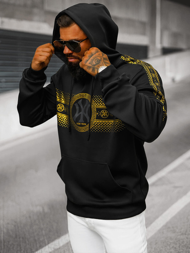 Bluza z kapturem męska czarna OZONEE JS/8B1100/3