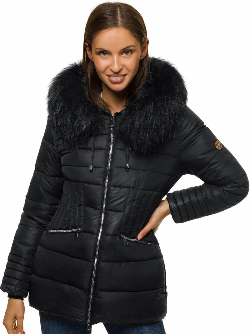 Kurtka zimowa damska czarna OZONEE O/SW027/1