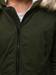 Kurtka zimowa męska parka z futerkiem khaki OZONEE JD/390