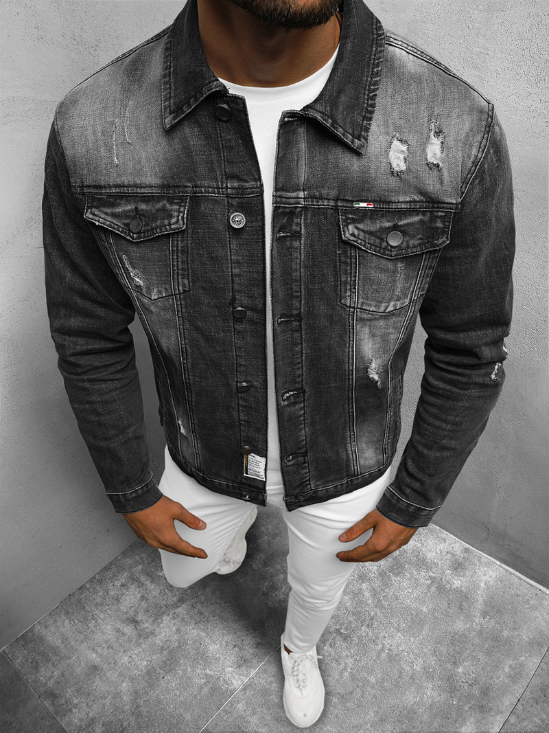 Kurtka męska jeansowa szara OZONEE NB/MJ511G