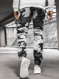 Spodnie męskie chino joggery czarno-białe OZONEE A/0952