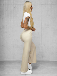 Spodnie damskie z szeroką nogawką ecru OZONEE JS/92K526/155