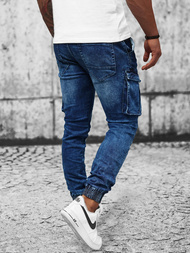 Spodnie jeansowe joggery męskie niebieskie OZONEE DR/TF056Z