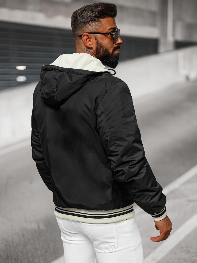 Kurtka męska dwustronna czarna/ecru OZONEE JS/84M3038/280