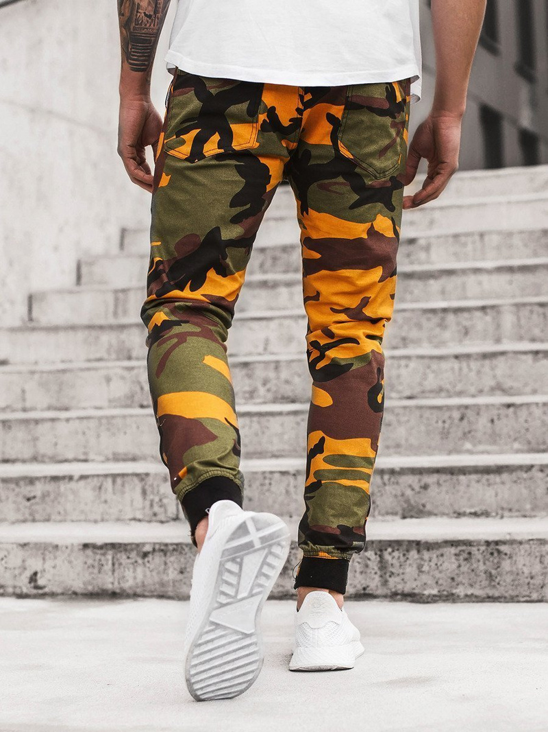 Spodnie męskie joggery żółte-khaki OZONEE A/1003