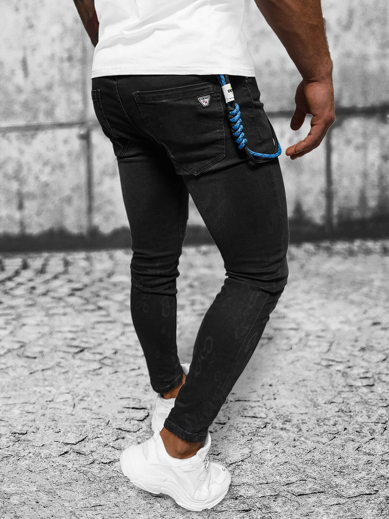 Spodnie jeansowe męskie czarne OZONEE DR/TF245