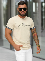T-shirt męski slim fit beżowy OZONEE O/QS11628