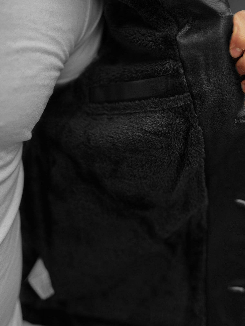 Куртка шкіряна чоловіча Чорна OZONEE O/8830/1Z