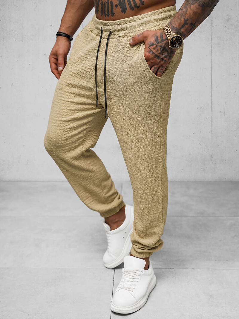 Spodnie dresowe męskie camelowe OZONEE O/K960SP