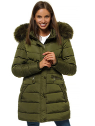 Kurtka zimowa damska parka z futerkiem khaki OZONEE O/M1556/29