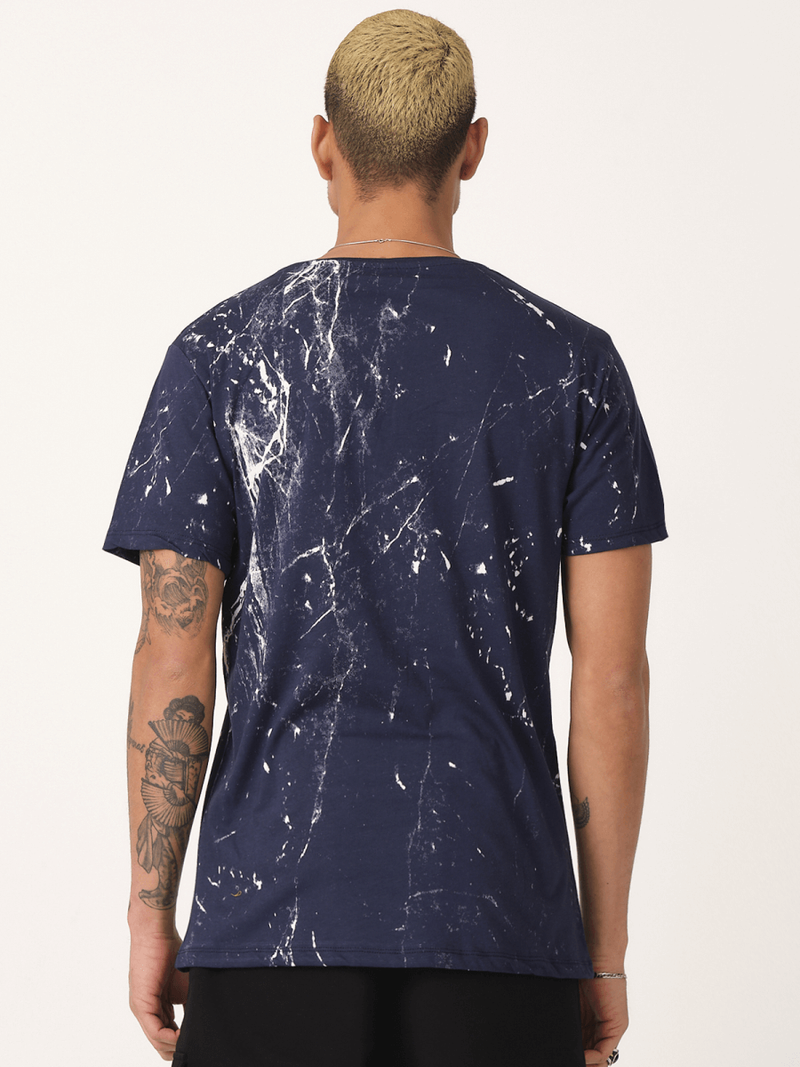 T-Shirt męski z nadrukiem granatowy OZONEE MR/21551