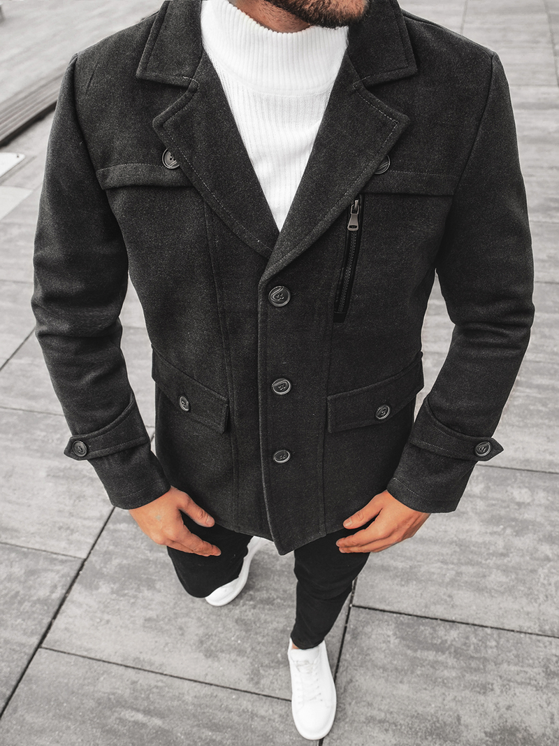 Płaszcz męski ocieplany grafitowy OZONEE N/5920