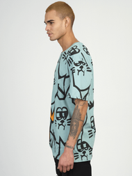 T-Shirt męski z nadrukiem miętowy OZONEE MR/21535