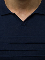 Bluzka polo z dzianiny, krótki rękaw męska granatowa OZONEE L/2318