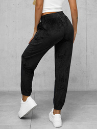 Spodnie dresowe damskie welurowe czarne OZONEE JS/92K528/3