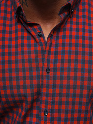 Koszula męska w kratę czerwona OZONEE O/V95