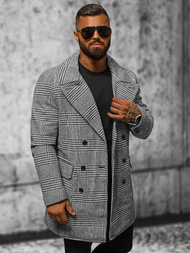 Płaszcz męski w kratę czarno-biały OZONEE JS/JP1192Z