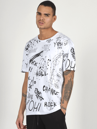 T-Shirt męski z nadrukiem biały OZONEE MR/21530