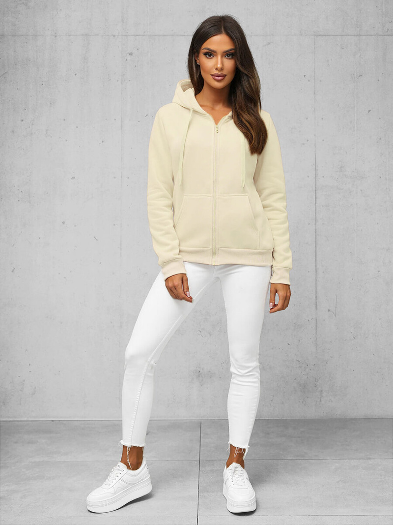 Bluza damska rozpinana z kapturem ecru OZONEE JS/W03/67Z