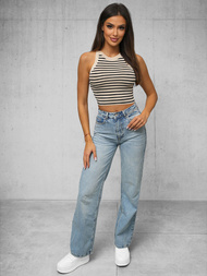 Top damski na ramiączkach beżowo/czarny OZONEE O/JK6557