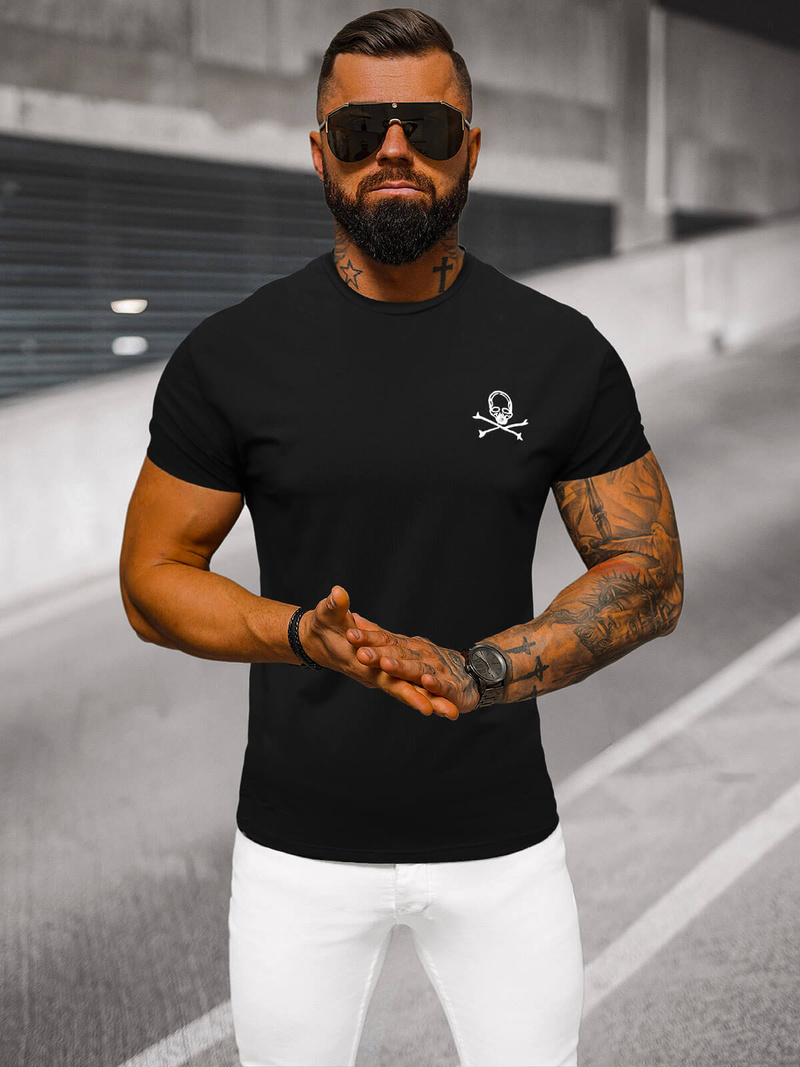 T-shirt męski slim fit czarny OZONEE NB/MT3049