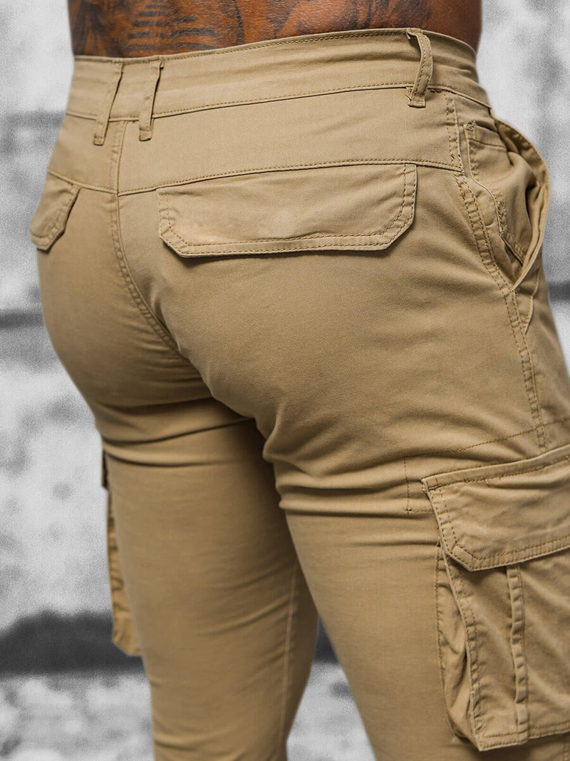 Spodnie męskie chino joggery beżowe OZONEE NB/MP0202K