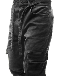 Spodnie jeansowe joggery męskie czarne OZONEE O/B4967