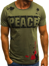 T-Shirt męski z nadrukiem khaki OZONEE O/1172 