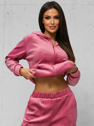 Komplet dresowy damski welurowy ciemno-różowy OZONEE JS/35C1613/19