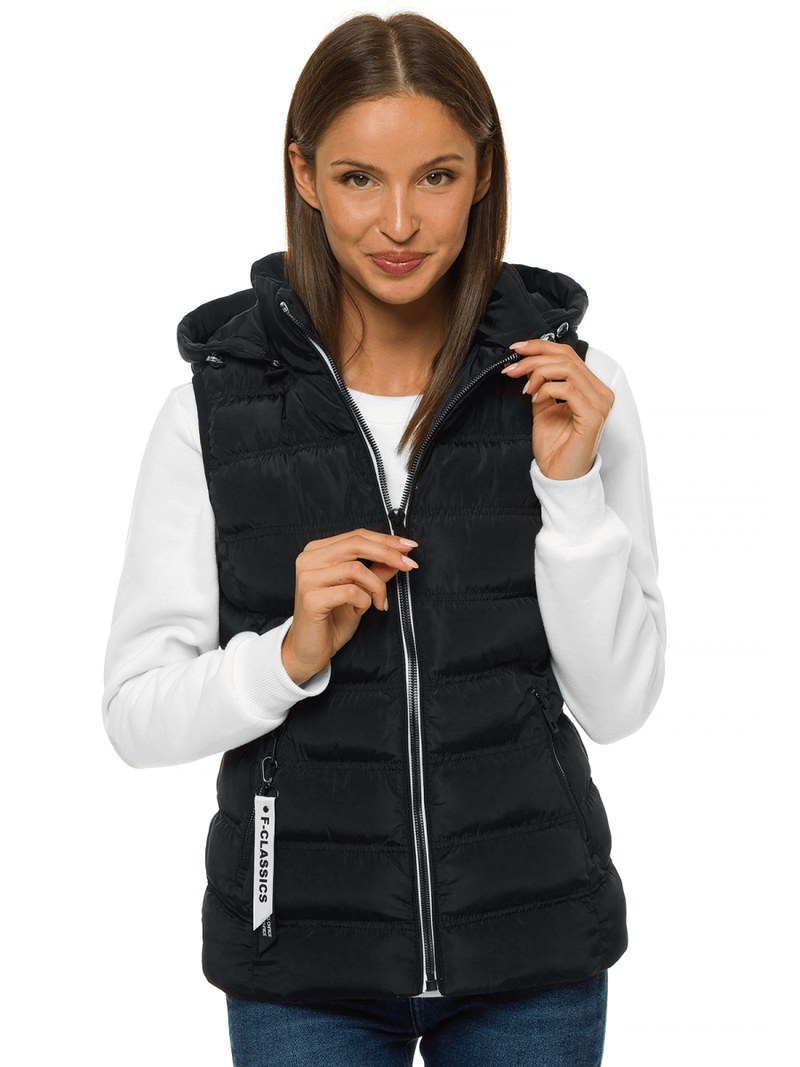 Стьобаний жіночий жилет чорний OZONEE N/6812/1