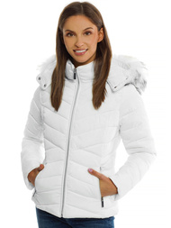 Kurtka zimowa damska z futerkiem biała OZONEE O/DK024/10
