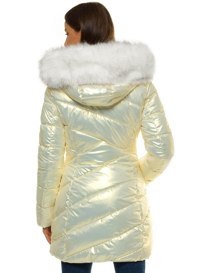 Kurtka zimowa damska parka z futerkiem biała OZONEE O/DK026/10