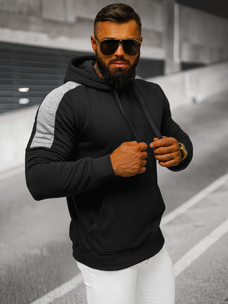 Bluza z kapturem męska czarna OZONEE JS/8B1311/3