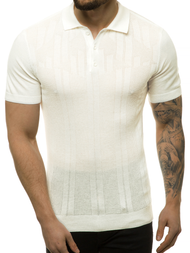 Bluzka polo z dzianiny, krótki rękaw męska ecru OZONEE L/2495