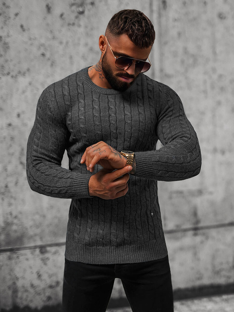 Sweter męski grafitowy OZONEE NB/MM6021/3Z