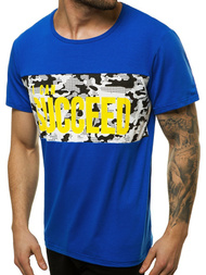 T-Shirt męski z nadrukiem niebieski OZONEE JS/KS2318Z
