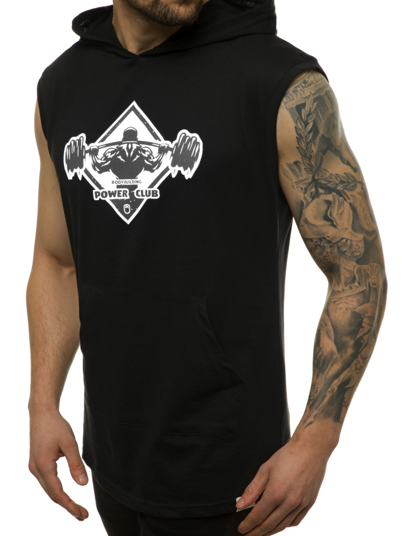 T-Shirt bez rękawów męski czarno-biały OZONEE MACH/M1213