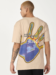 T-Shirt męski z nadrukiem beżowy OZONEE MR/21538