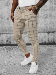 Spodnie męskie chino materiałowe beżowe OZONEE O/P4009