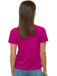 T-Shirt damski bez nadruku ciemno-różowy OZONEE JS/SD211/111