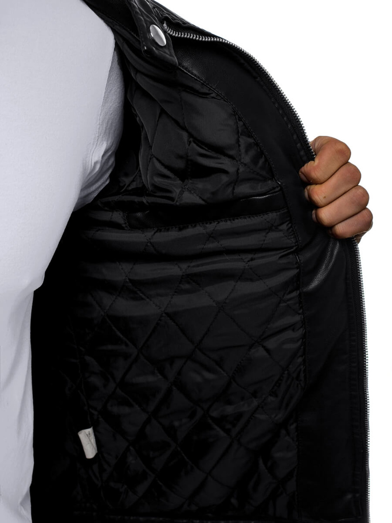 Kurtka skórzana męska czarna OZONEE JB/JP1149