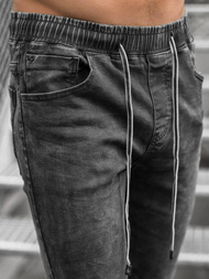 Spodnie jeansowe joggery męskie czarne OZONEE O/TF064Z