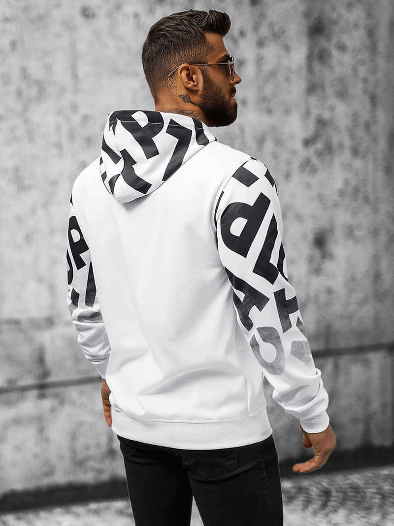 Bluza z kapturem męska biała OZONEE JS/8B992/1