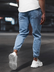 Spodnie jeansowe joggery męskie niebieskie OZONEE DO/6115/2