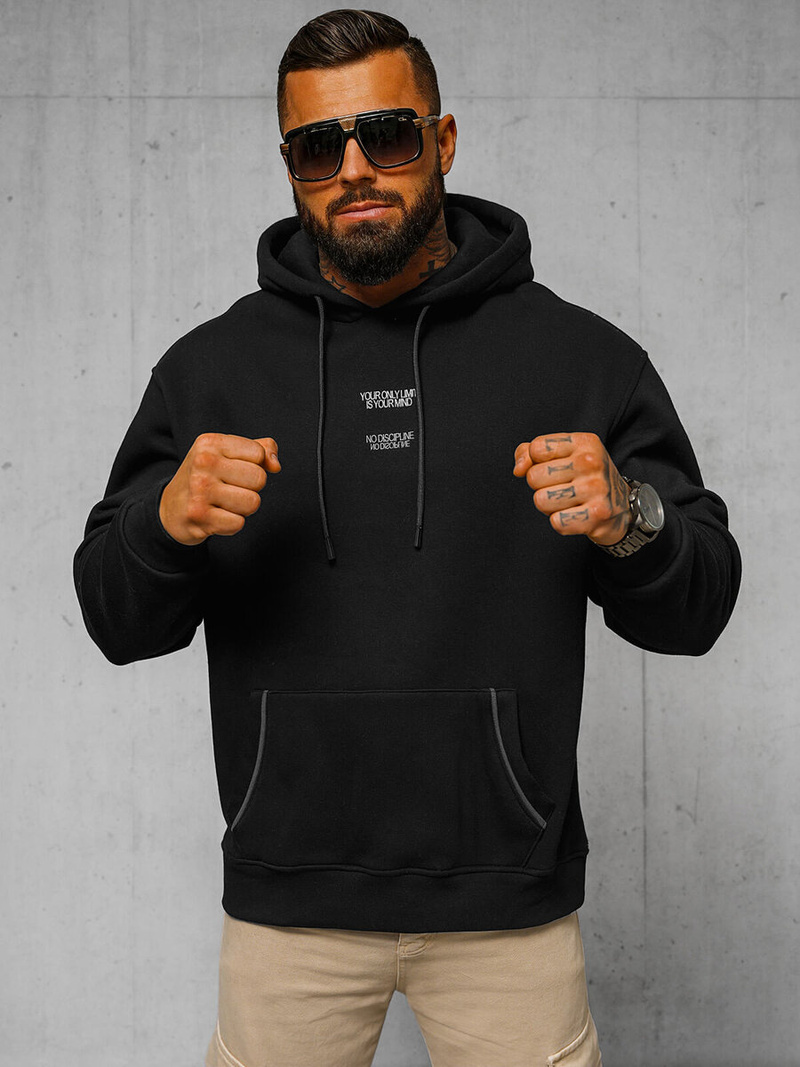 Bluza z kapturem oversize czarna OZONEE O/SWE23013Z