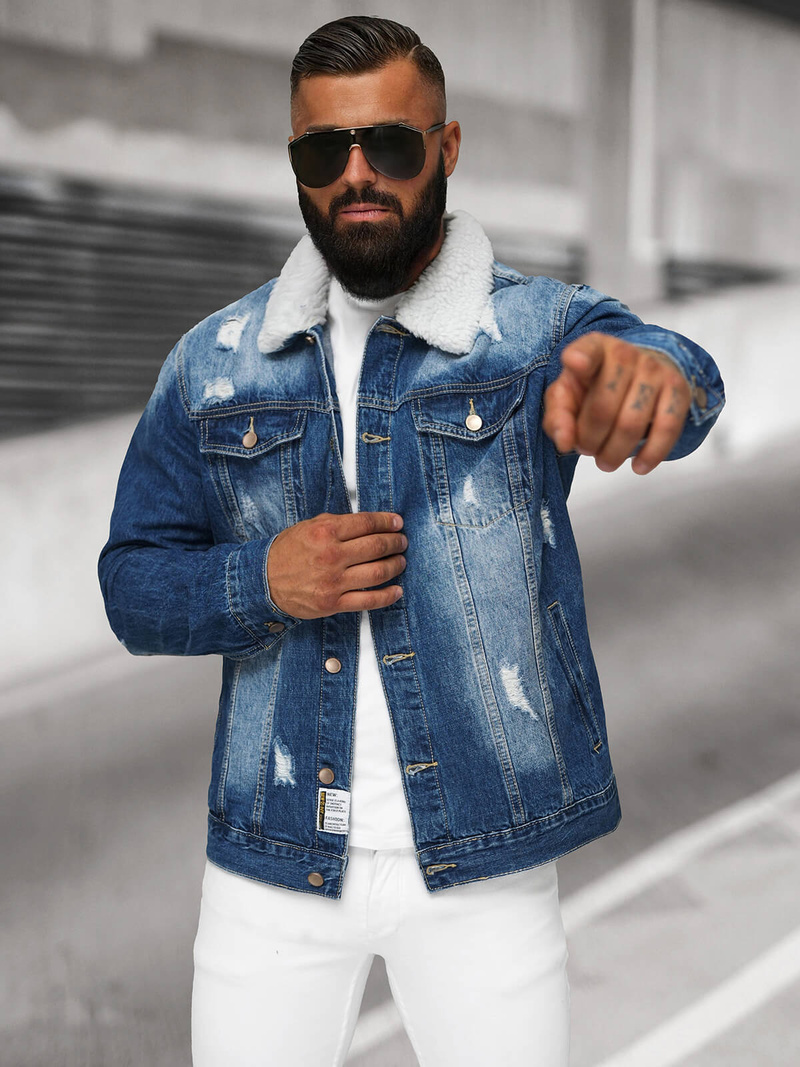 Чоловіча джинсова куртка cиня OZONEE NB/MJ502BZ