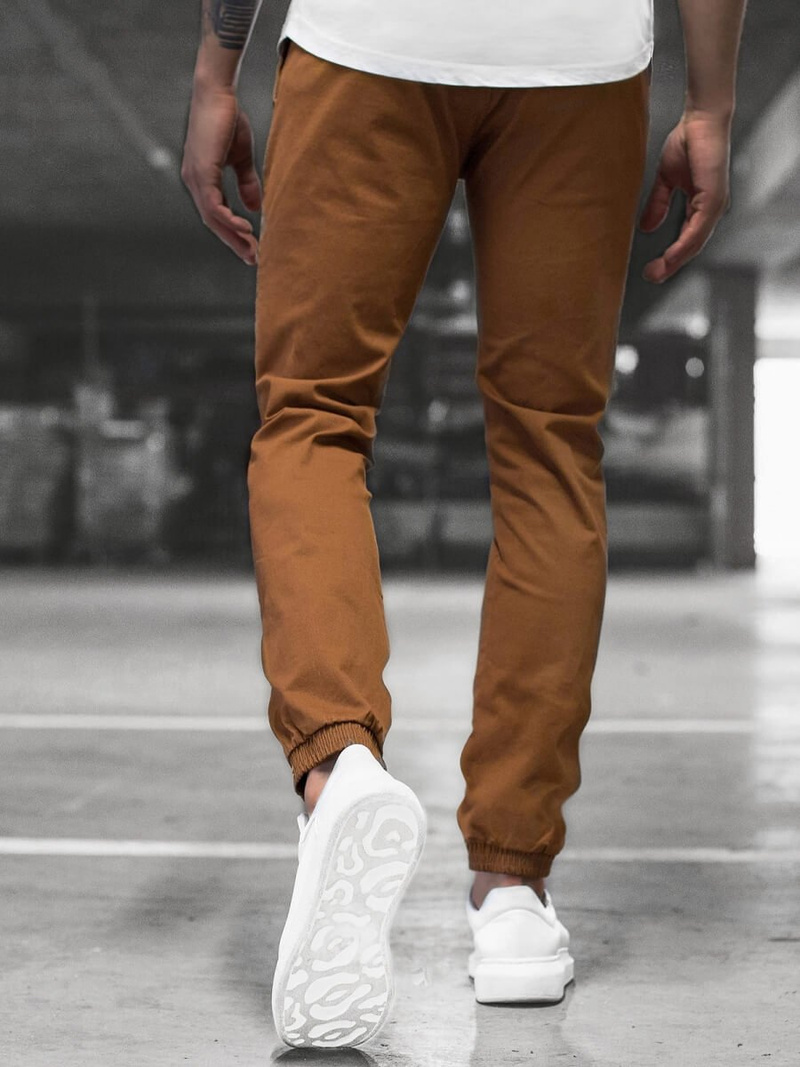Spodnie męskie chino joggery brązowe OZONEE JB/JP1145/15