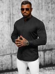 Koszula męska ze stójką czarna OZONEE O/V73