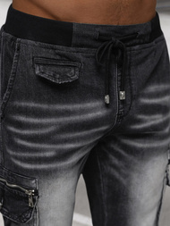 Spodnie jeansowe joggery męskie czarne OZONEE NB/MP0108N