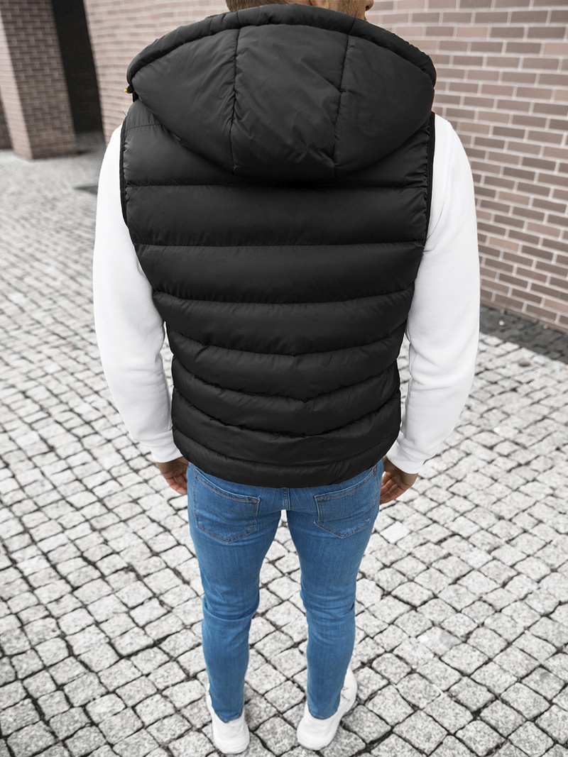 Kamizelka męska pikowana z kapturem czarna OZONEE N/6875/1Z